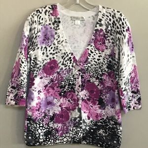 Christopher & Banks Purple & White floral sweater